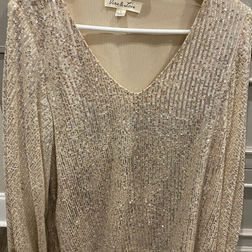 Sequin long sleeve blouse